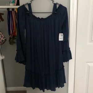 off the shoulder blue sundress